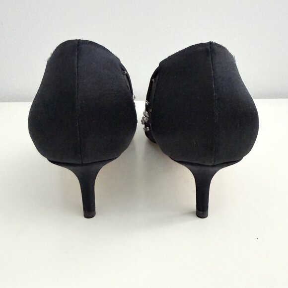Badgley Mischka Black Onyx Mesh Embellished Kitten Heel Women’s Size 8 - Picture 7 of 10